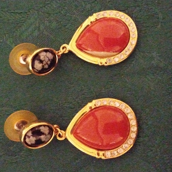 GENUINE STONES PIERCED EARRINGS AND MATCHING PIN SET - Picture 4 of 6